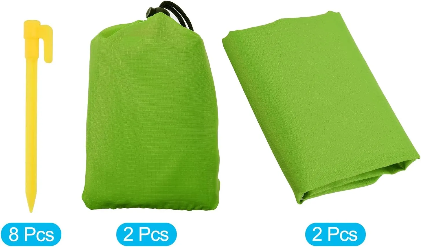PATIKIL 43" x 28" Beach Blanket, 2 Pack Waterproof Picnic Mat with Carry Bag for Travel, Hiking, Camping, Outdoor Activities, Green