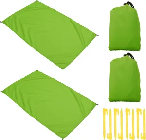 PATIKIL 43" x 28" Beach Blanket, 2 Pack Waterproof Picnic Mat with Carry Bag for Travel, Hiking, Camping, Outdoor Activities, Green