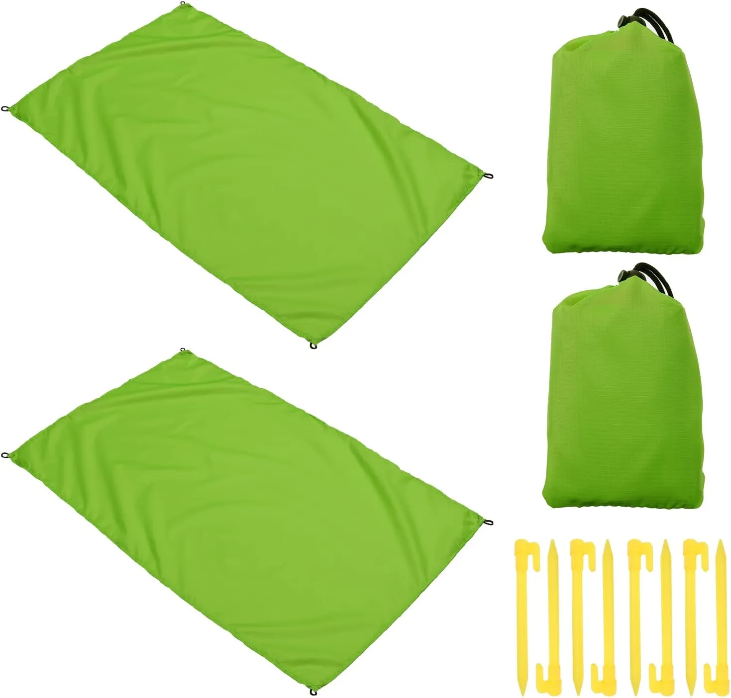 PATIKIL 43" x 28" Beach Blanket, 2 Pack Waterproof Picnic Mat with Carry Bag for Travel, Hiking, Camping, Outdoor Activities, Green