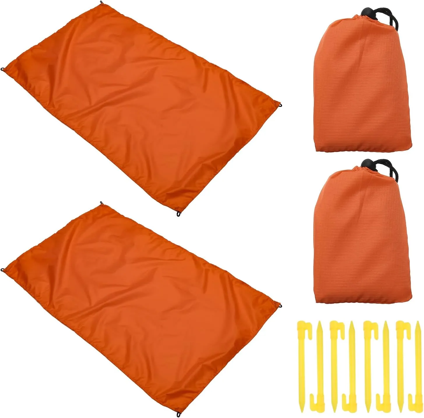 PATIKIL 43" x 28" Beach Blanket, 2 Pack Waterproof Picnic Mat with Carry Bag for Travel, Hiking, Camping, Outdoor Activities, Orange