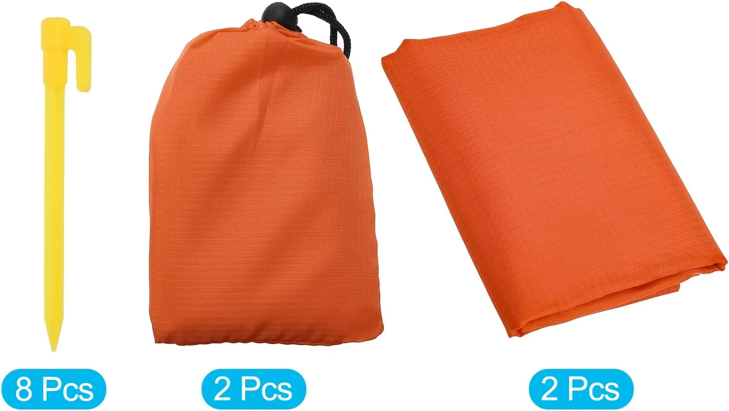 PATIKIL 43" x 28" Beach Blanket, 2 Pack Waterproof Picnic Mat with Carry Bag for Travel, Hiking, Camping, Outdoor Activities, Orange