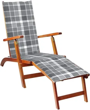 Patio Deck Chair with Footrest and Cushion Solid Wood Acaciarecliner Chair Camping Chairs Patio Chairs Tanning chairSuitable for Gardens, courtyards