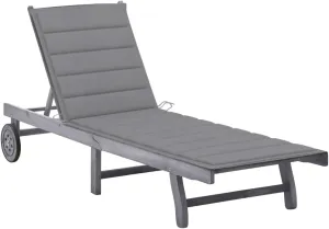 Patio Sun Lounger with Cushion Gray Solid Acacia Woodrecliner Chair Tanning Chair Camping Chairs Patio chairsSuitable for Gardens, courtyards