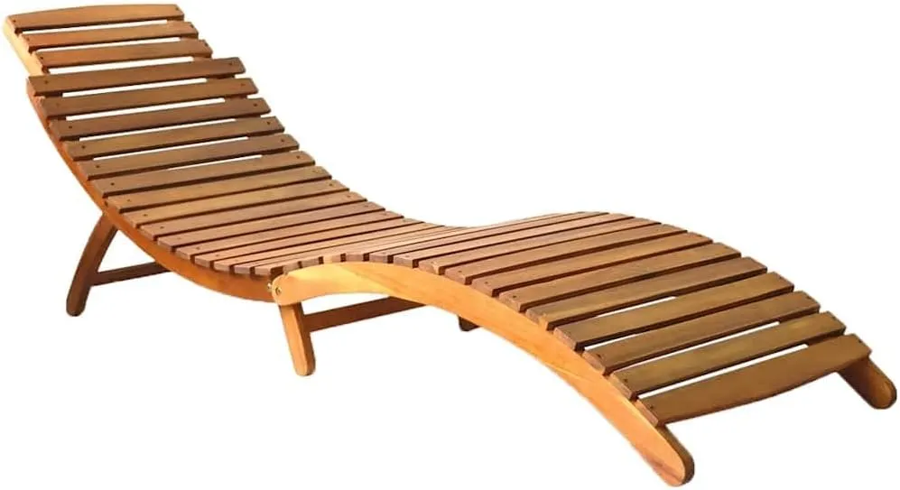 Patio Sun Lounger with Cushion Solid Acacia Woodoutdoor Lounge Chairs Camping Chairs Recliner Chair Tanning chairSuitable for Gardens, courtyards