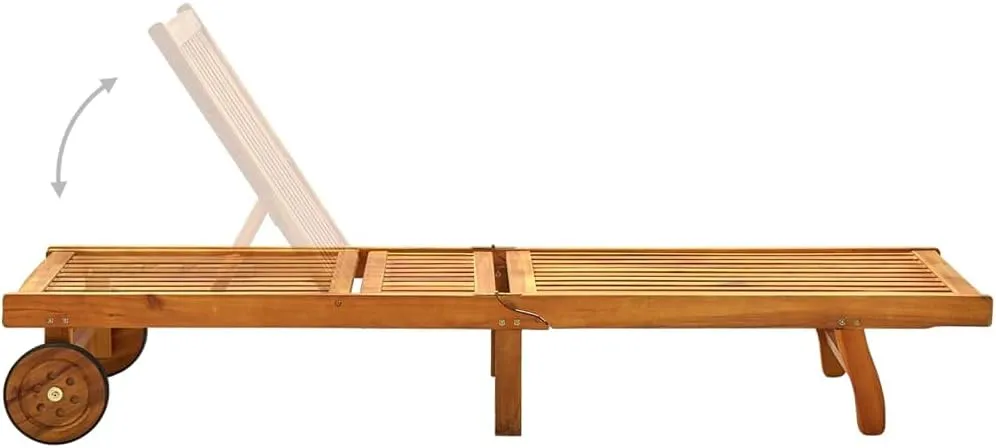 Patio Sun Lounger with Cushion Solid Acacia Woodpatio Tanning Chair Camping Chairs Recliner Suitable for Garden Courtyard