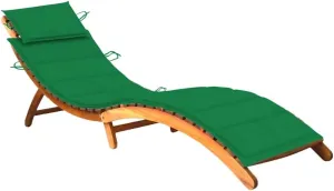 Patio Sun Lounger with Cushion Solid Acacia Woodtanning Chair Camping Chairs Patio Recliner Suitable for Garden Courtyard