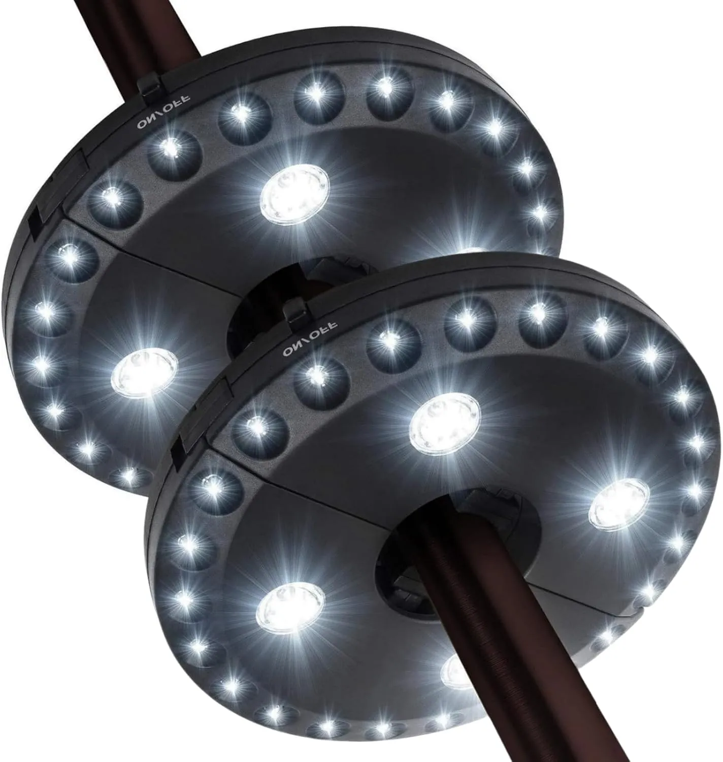 Patio Umbrella Lights Battery Operated (2 Pack) 3 Brightness Modes Cordless 28 LED Lights LED Umbrella Pole Light for Patio Umbrellas, Camping Tents or Outdoor Use