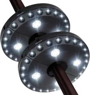 Patio Umbrella Lights Battery Operated (2 Pack) 3 Brightness Modes Cordless 28 LED Lights LED Umbrella Pole Light for Patio Umbrellas, Camping Tents or Outdoor Use