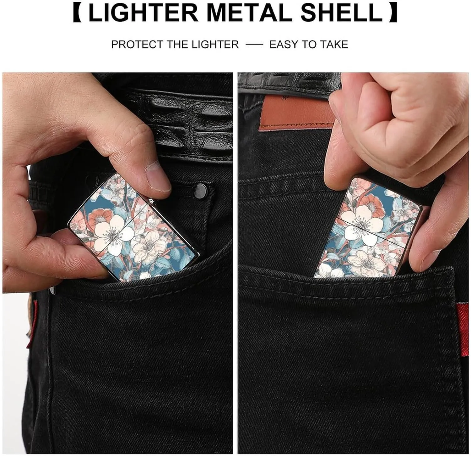 Peach Leafed Flower Lighter Case Waterproof Lighter Sleeve Lighters Protective Cover with Graffiti Design
