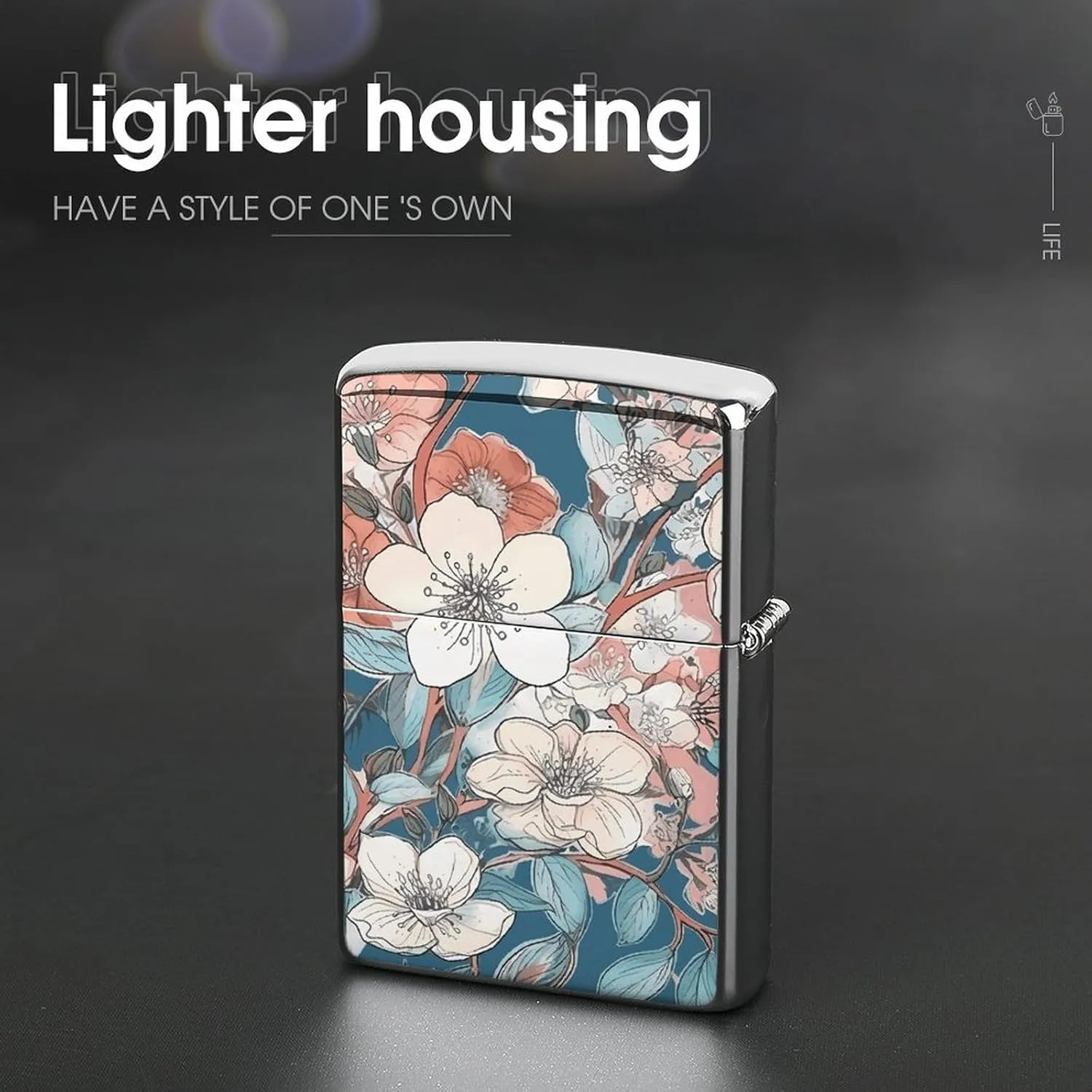 Peach Leafed Flower Lighter Case Waterproof Lighter Sleeve Lighters Protective Cover with Graffiti Design