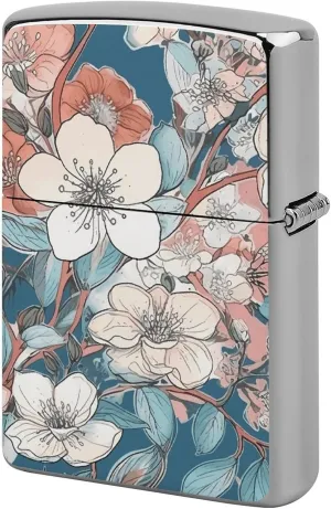 Peach Leafed Flower Lighter Case Waterproof Lighter Sleeve Lighters Protective Cover with Graffiti Design