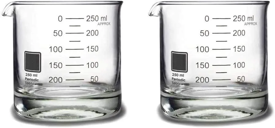 Periodic Tableware Laboratory Beaker Rocks Glasses (Set of 2)