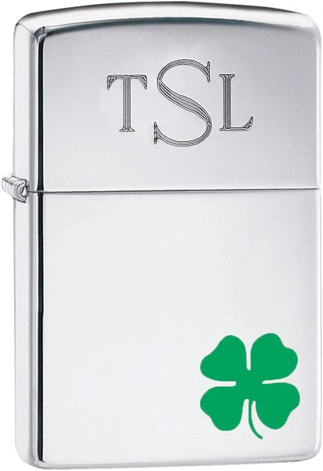 Personalized Zippo A Bit'O Luck Shamrock Lighter with Free Engraving