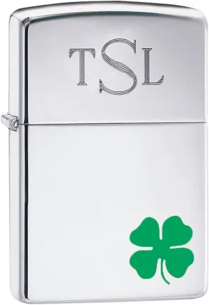 Personalized Zippo A Bit'O Luck Shamrock Lighter with Free Engraving