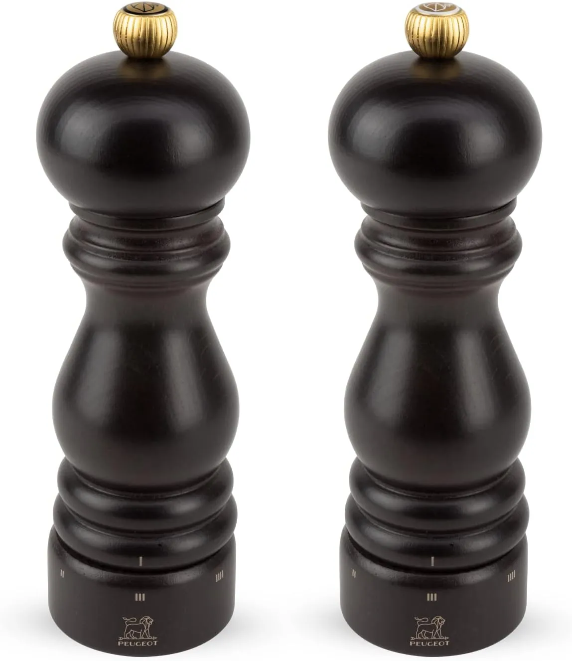 Peugeot - Paris u’Select Salt and Pepper Mill Set - Adjustable Grinder - Beechwood, Chocolate, 7in