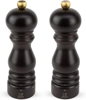 Peugeot - Paris u’Select Salt and Pepper Mill Set - Adjustable Grinder - Beechwood, Chocolate, 7in