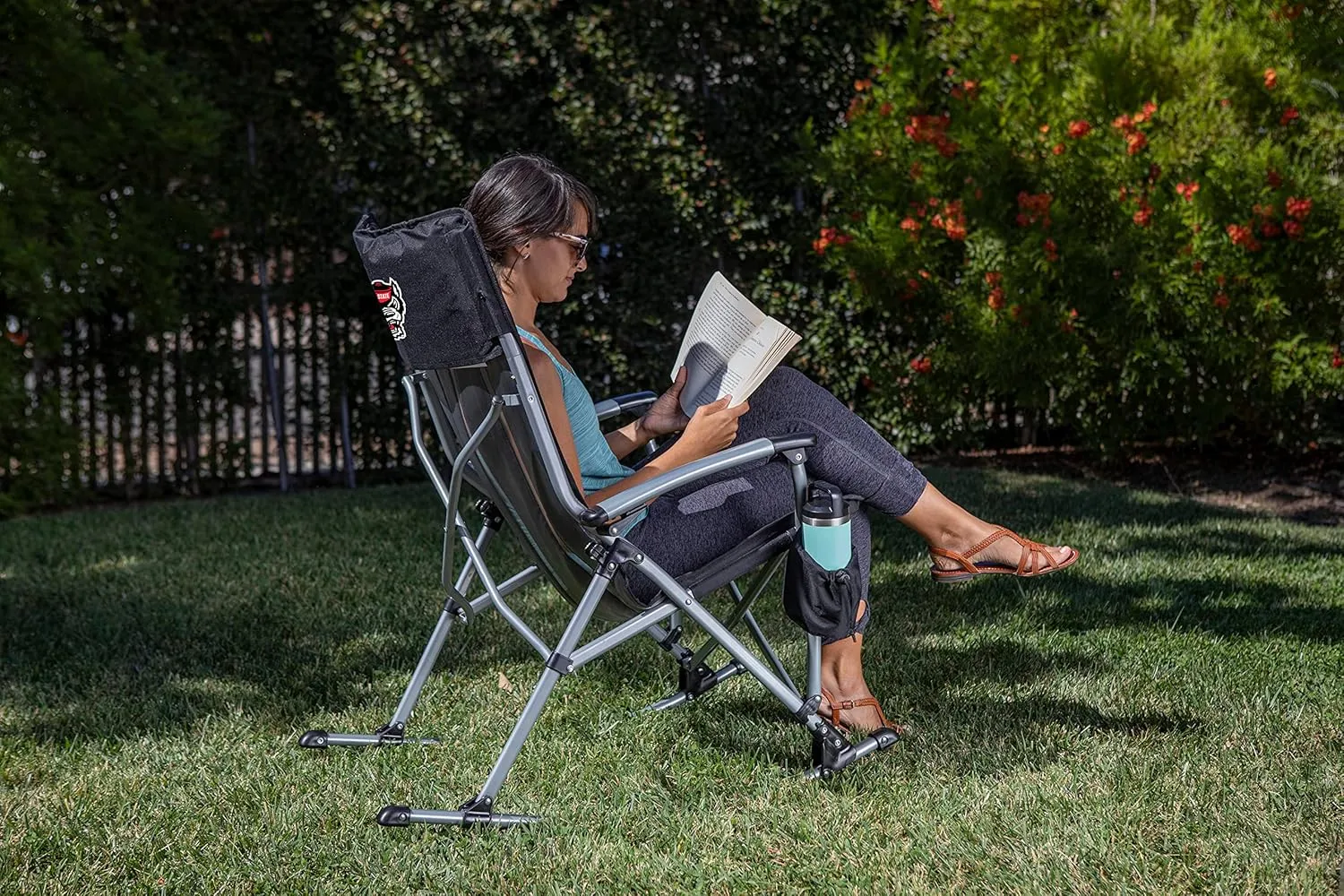 PICNIC TIME NCAA Outdoor Rocking, XL Heavy Duty Camping Chair for Adults
