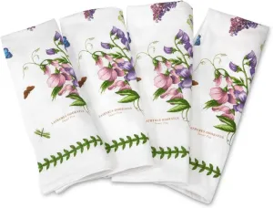 Pimpernel Botanic Garden Cotton Napkins (Set of 4) - Assorted Floral Motifs, Multi-Purpose Dining Napkins, Machine Washable - Reusable & Sustainable Tableware for Everyday Use