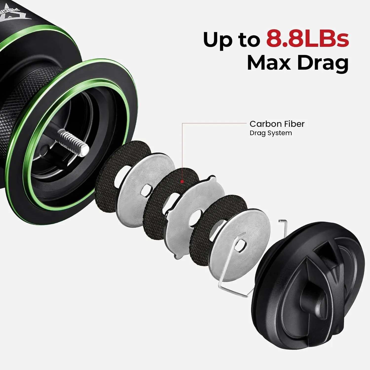 Piscifun Viper X Spinning Reels, Carbon Fiber 33LBs Max Drag, 10 1 Shielded BB, Saltwater Freshwater Spinning Fishing Reel, 5.2:1/6.2:1, 500, 1000, 2000, 3000, 4000, 5000 Series