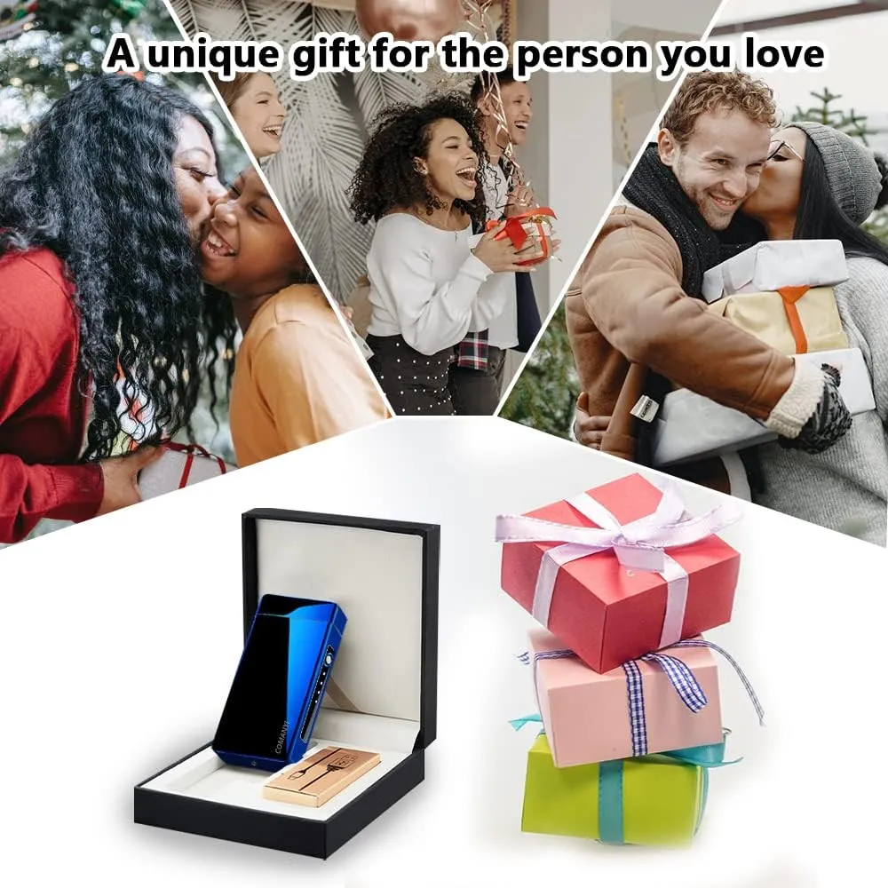 Plasma Arc Lighter - Rechargeable, High Power, Windproof, USB Lighter with Gift Box for Gifts, Holidays, Birthdays (Blue)