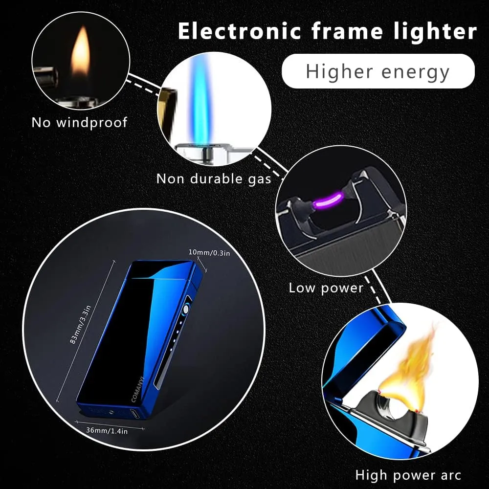Plasma Arc Lighter - Rechargeable, High Power, Windproof, USB Lighter with Gift Box for Gifts, Holidays, Birthdays (Blue)