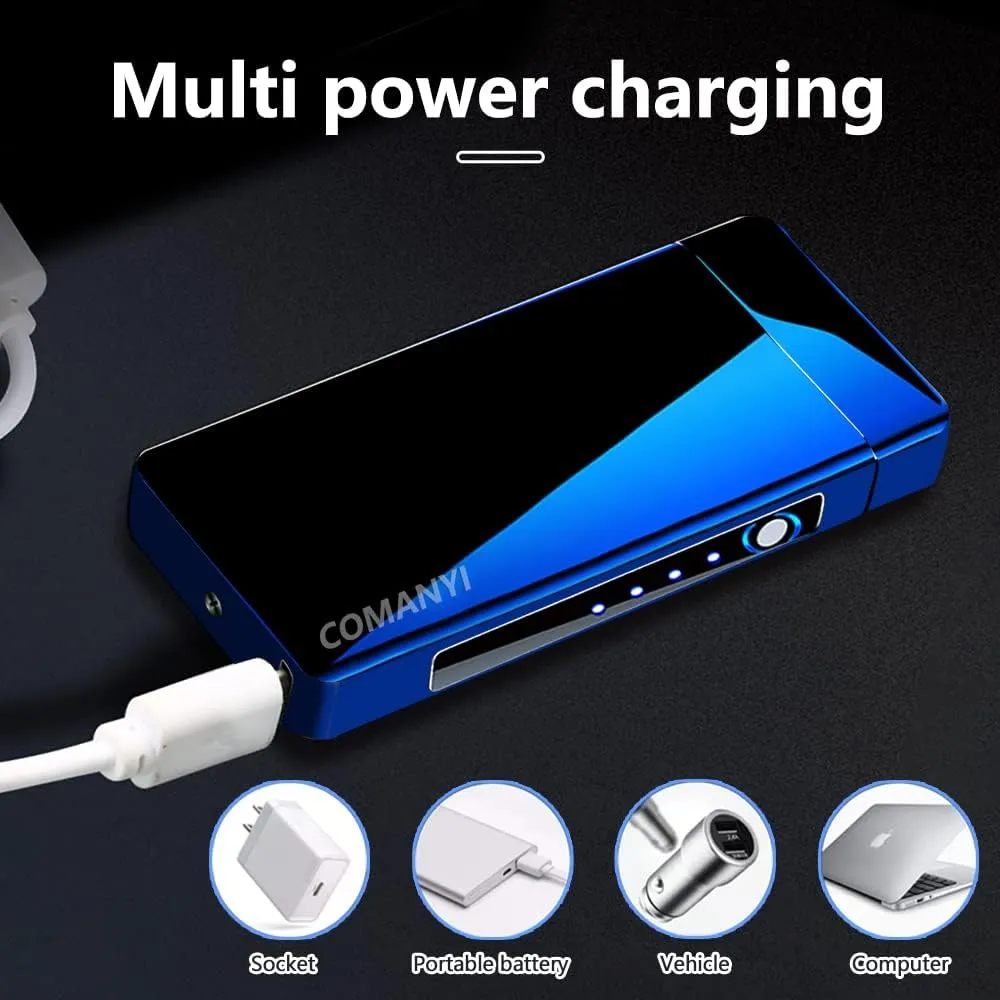 Plasma Arc Lighter - Rechargeable, High Power, Windproof, USB Lighter with Gift Box for Gifts, Holidays, Birthdays (Blue)