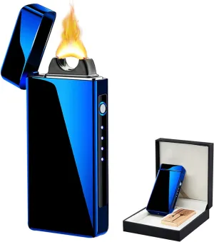 Plasma Arc Lighter - Rechargeable, High Power, Windproof, USB Lighter with Gift Box for Gifts, Holidays, Birthdays (Blue)