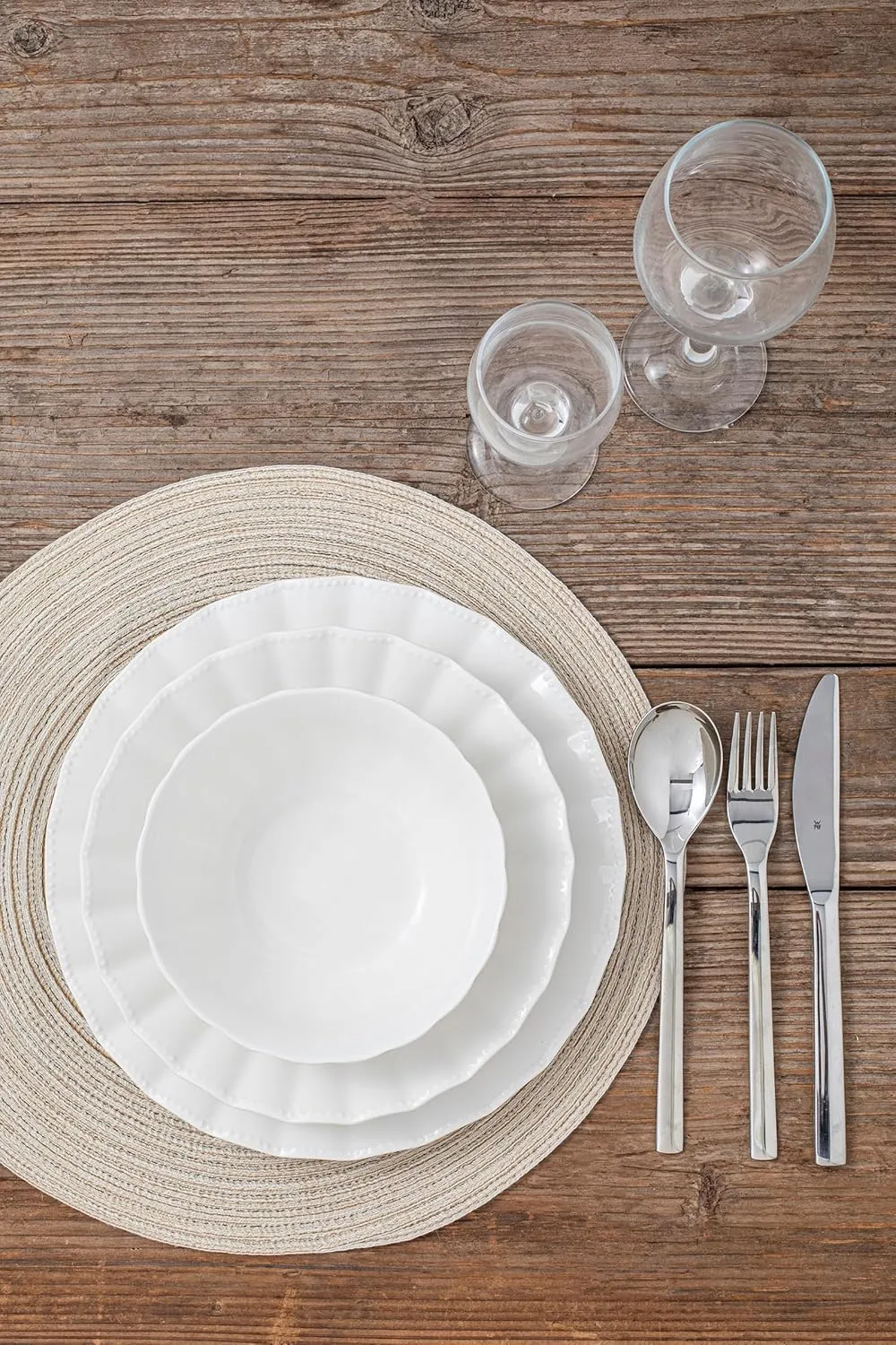 Plates and Bowls Sets, 16 Piece Dinnerware Sets, Porcelain Dinner Set with Plates and Bowls, Ceramic tableware, Modern Bone China Dish Set for 4, Wavy Pattern