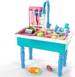 Play Kitchen Sink Toys, Blue Electric Dishwasher Playing Toy with Running Water, Play Food & Tableware Accessories, Kitchen Set Toys, Role Play Sink Set for Toddlers Kids Boys Girls