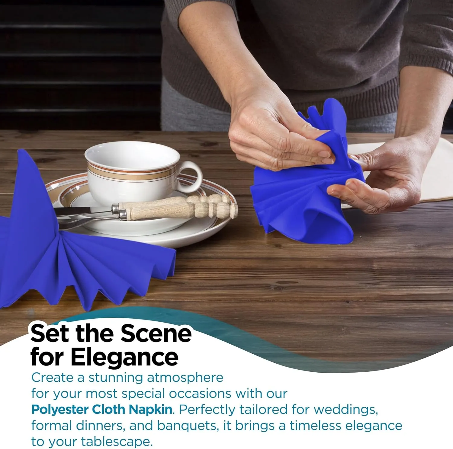 Polyester Cloth Napkins - Washable Soft Table Linens - Durable & Elegant for Dining, Restaurants, Weddings, Events, Rentals, Banquets, & Parties - Premium Quality Set of 100, Royal Blue, 17"x17"