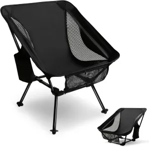 Portable Camping Chairs 55cm Wide, Lightweight Backpacking Chair 2 Height Options, Aluminum Camp Chairs for Adults 330lbs for Backpacking, Hiking, Beach, Travel, Picnic