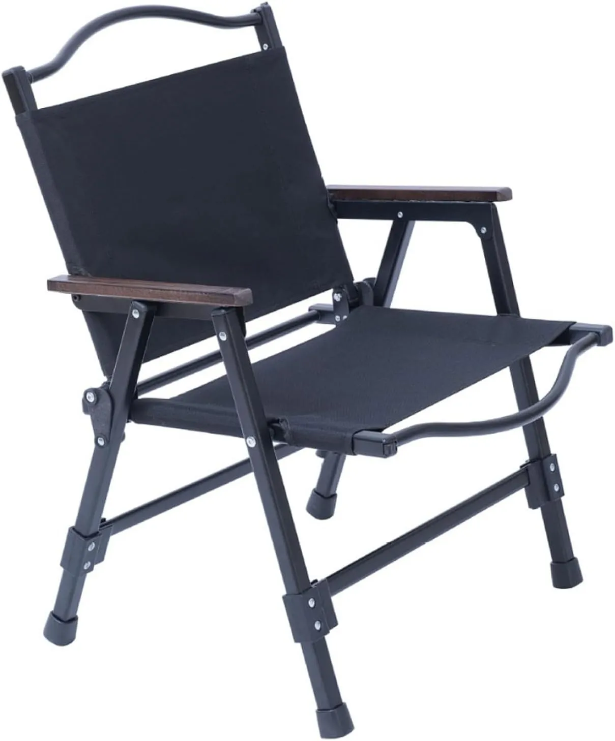 Portable Camping Chairs for Adults with Padded Hard Armrest Sturdy Folding Chair Cushion Lawn Arm Rest Beech Handrail Outdoor Patio Beach Fishing-Noir