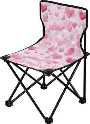 Portable Camping Chairs Valentine's Day Heart Pink Lightweight Folding Chair for Camping, Beach, Picnic, Travel and Sports with Carry Bag 20850932