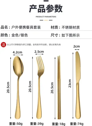 Portable Camping Cutlery Set, 13-Piece Stainless Steel Utensils with Travel Case, Plates and BBQ Tongs