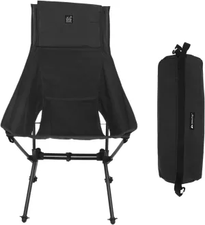 Portable Folding Camping Chair with Storage, Aluminum Alloy Frame and Ergonomic for Outdoor Activities Like Hiking Travel Beach Picnic (Black)