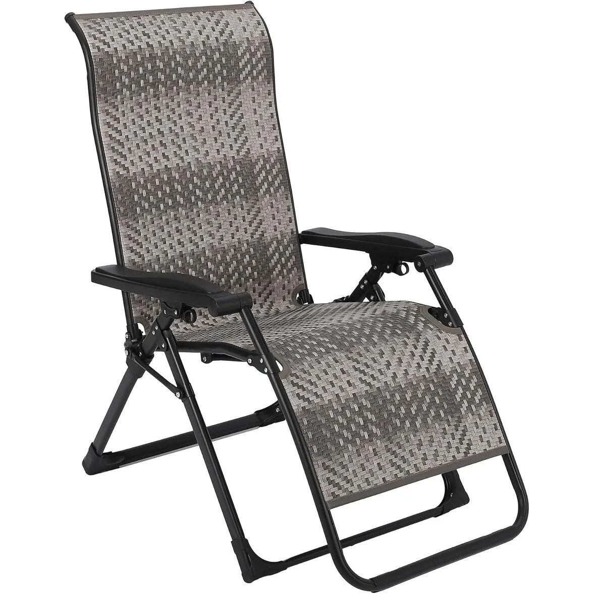 Portable Rattan Chaise Lounge Chair,Adjustable Folding with Widened Armrest