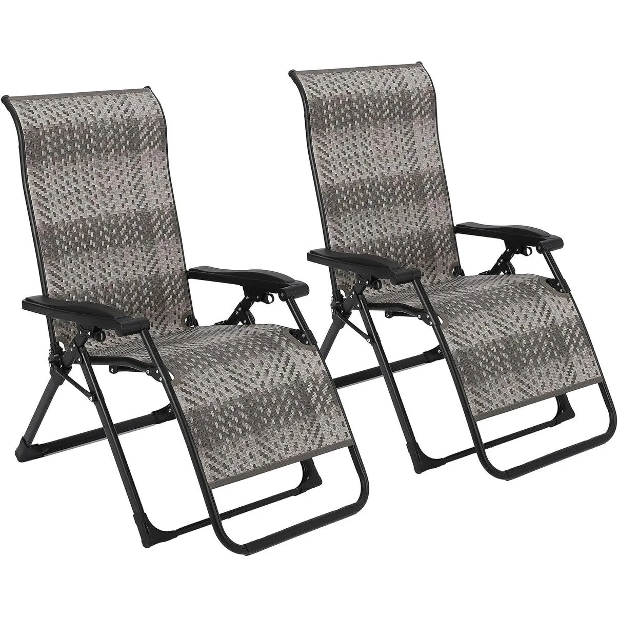 Portable Rattan Chaise Lounge Chair,Adjustable Folding with Widened Armrest