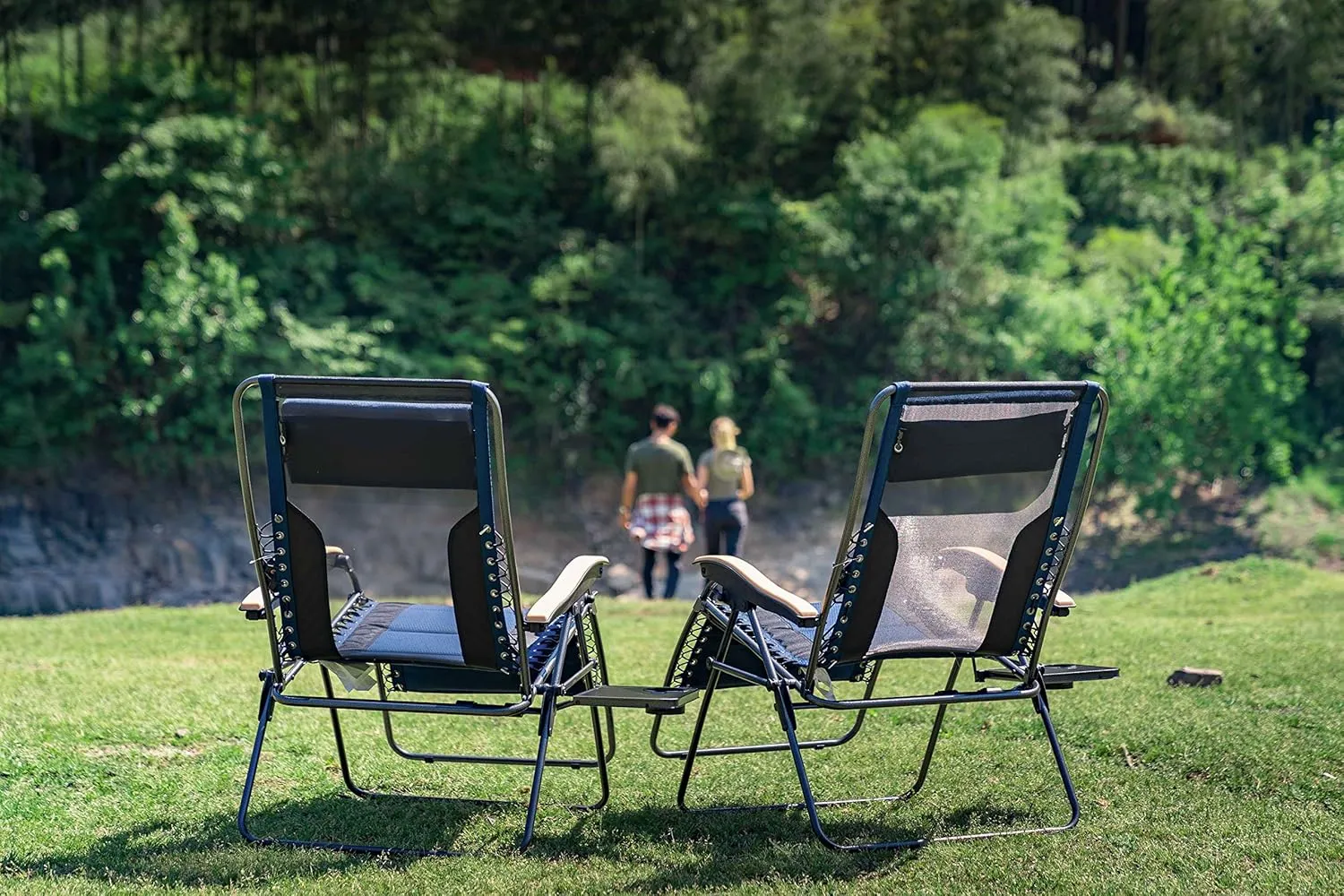 PORTAL Oversized Mesh Back Zero Gravity Reclining Patio Chairs, XL Padded Seat Folding Patio Lounge Chair with Adjustable Pillows and Cup Holder for Poolside Backyard/Lawn, Support 350lbs
