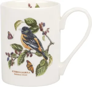Portmeirion Botanic Garden Birds Tankard Mug, Baltimore Oriole - 12oz Ceramic Cup with Chip-Resistant Glaze - Dishwasher, Microwave, Freezer, Oven Safe - Rustic Charm for Coffee Shop or Home