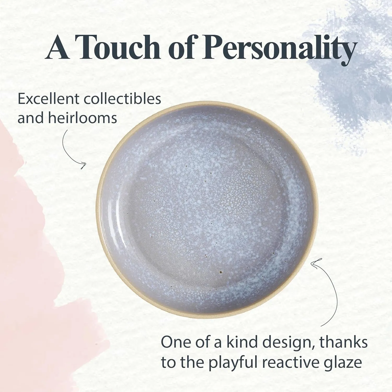 Portmeirion Minerals 8.7-Inch Low Serving Bowl, Aquamarine (Set of 4) - Stoneware Tableware, Reactive Glaze for a One-of-a-Kind Design, Microwave & Dishwasher Safe - Ceramic Serveware for Kitchen