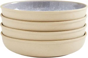 Portmeirion Minerals 8.7-Inch Low Serving Bowl, Aquamarine (Set of 4) - Stoneware Tableware, Reactive Glaze for a One-of-a-Kind Design, Microwave & Dishwasher Safe - Ceramic Serveware for Kitchen