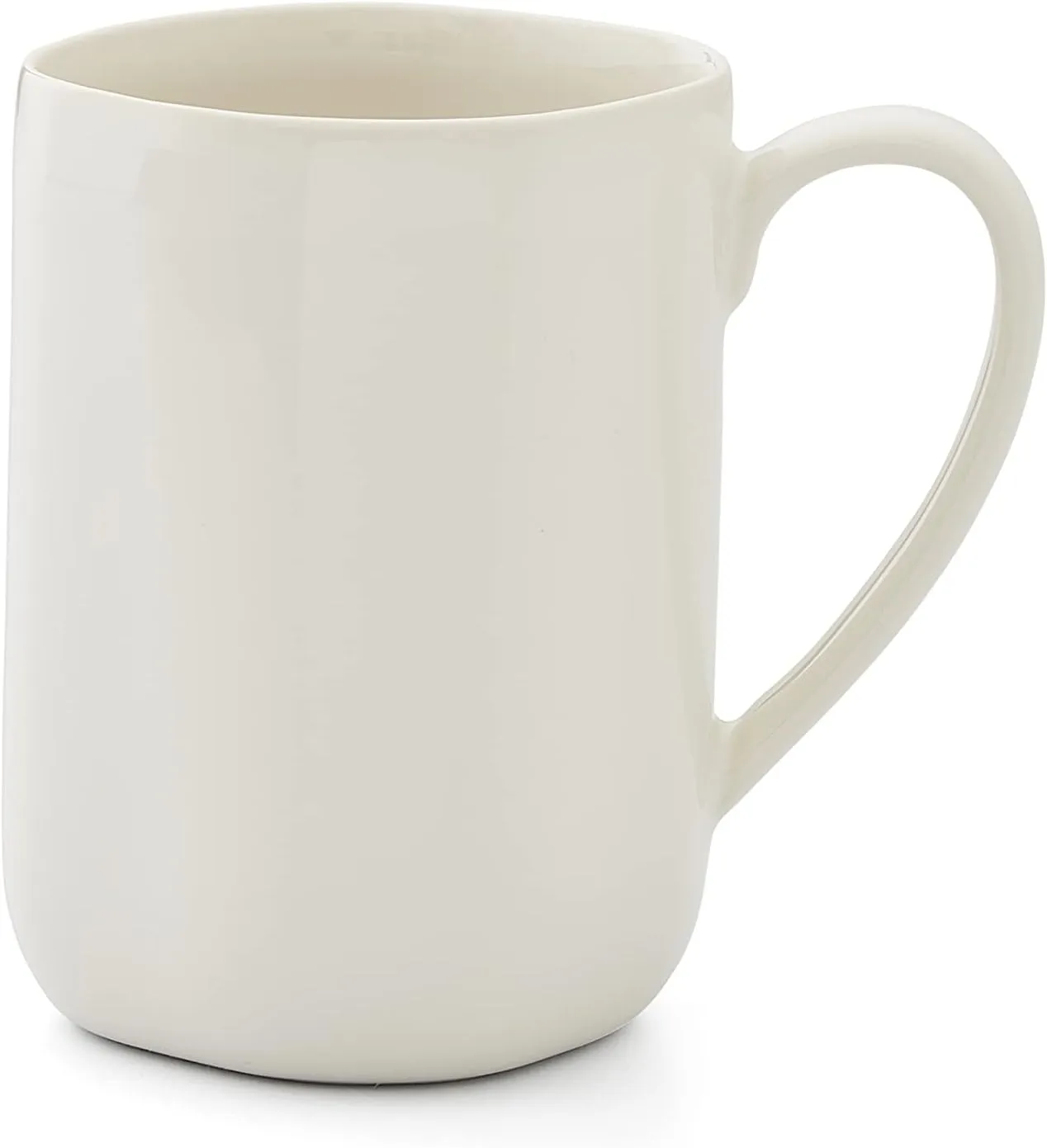 Portmeirion Sophie Conran Arbor Collection Mugs | Set of 4 Organic Shape Mugs for Coffee, Tea and Hot Cocoa | 14 Ounce Handled Mug made of Stoneware | Dishwasher Safe (Creamy White)