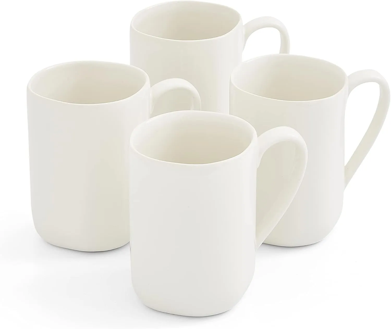 Portmeirion Sophie Conran Arbor Collection Mugs | Set of 4 Organic Shape Mugs for Coffee, Tea and Hot Cocoa | 14 Ounce Handled Mug made of Stoneware | Dishwasher Safe (Creamy White)