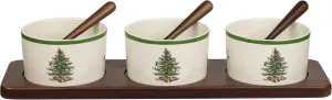 Portmeirion Spode Christmas Tree Holiday Serving Dishes - 7-Piece Set, Beige/Green, Ceramic Serving Bowl - Dip Bowls - Holiday Dinnerware, Dishwasher and Microwave Safe, Festive Tableware
