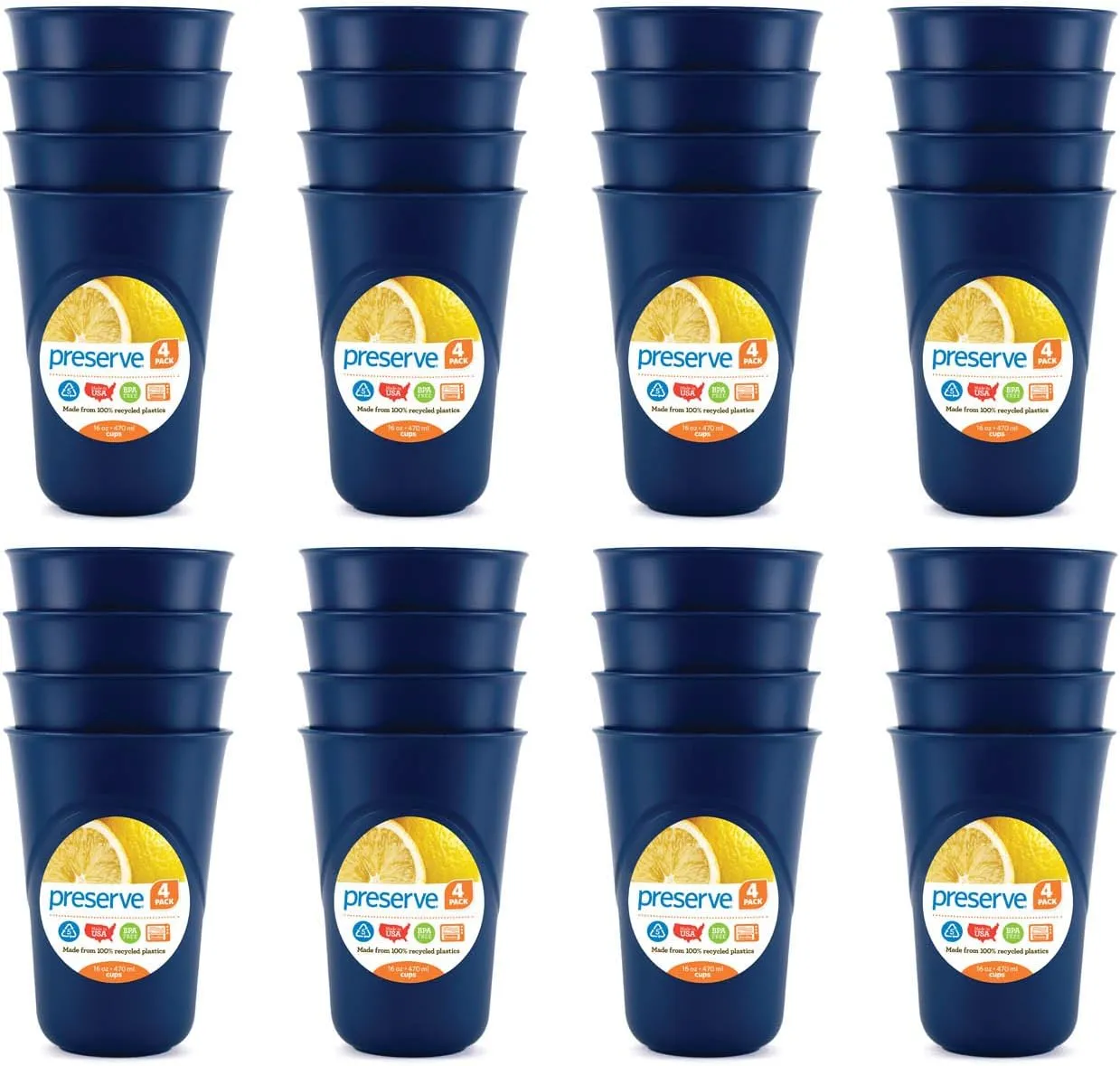 Preserve Everyday Tableware Cup, Bulk Set of 32, Midnight Blue
