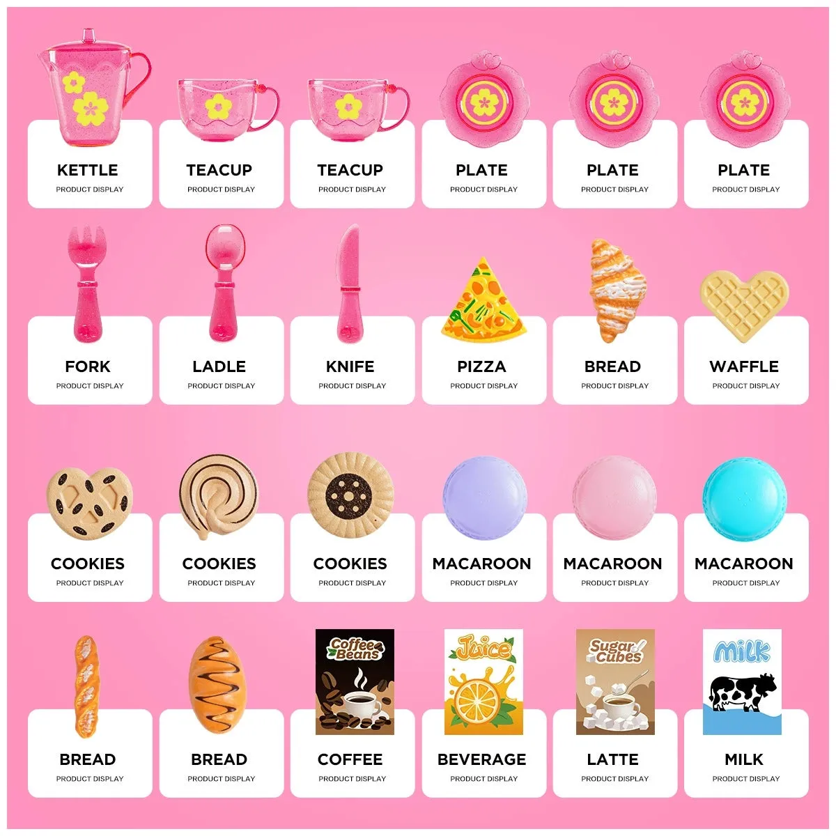 Pretend Food and Tableware Play Set