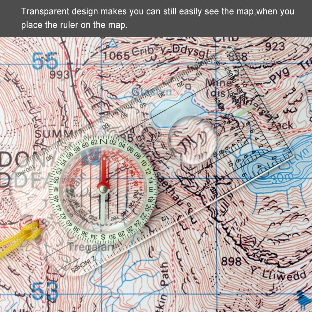 Professional Mini Compass Map Scale Ruler