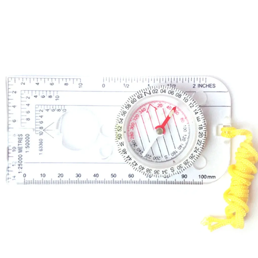 Professional Mini Compass with Map Scale Ruler - Multifunctional Outdoor Hiking and Camping Tool