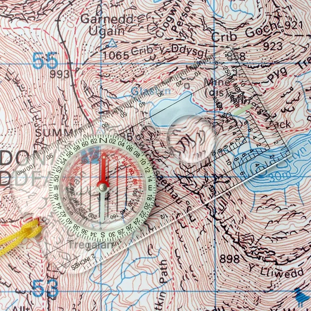 Professional Mini Compass with Map Scale Ruler - Multifunctional Outdoor Hiking and Camping Tool