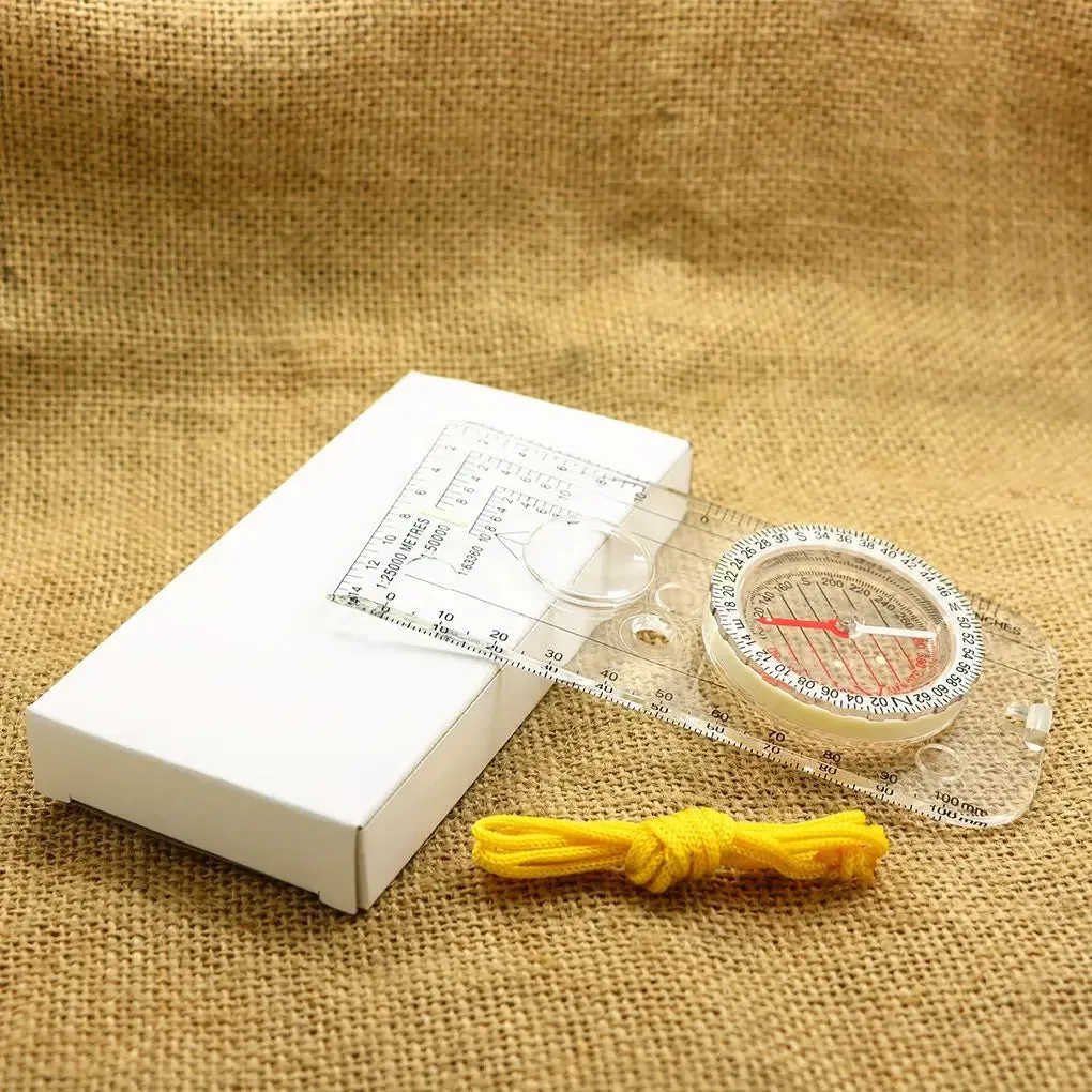 Professional Mini Compass with Map Scale Ruler - Multifunctional Outdoor Hiking and Camping Tool